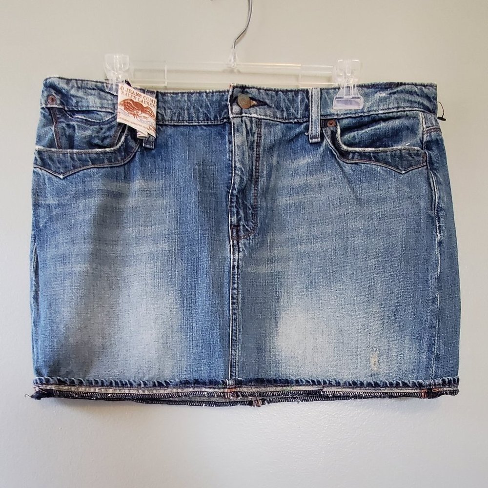 Polo Distressed Mini Jeans Denim Skirt